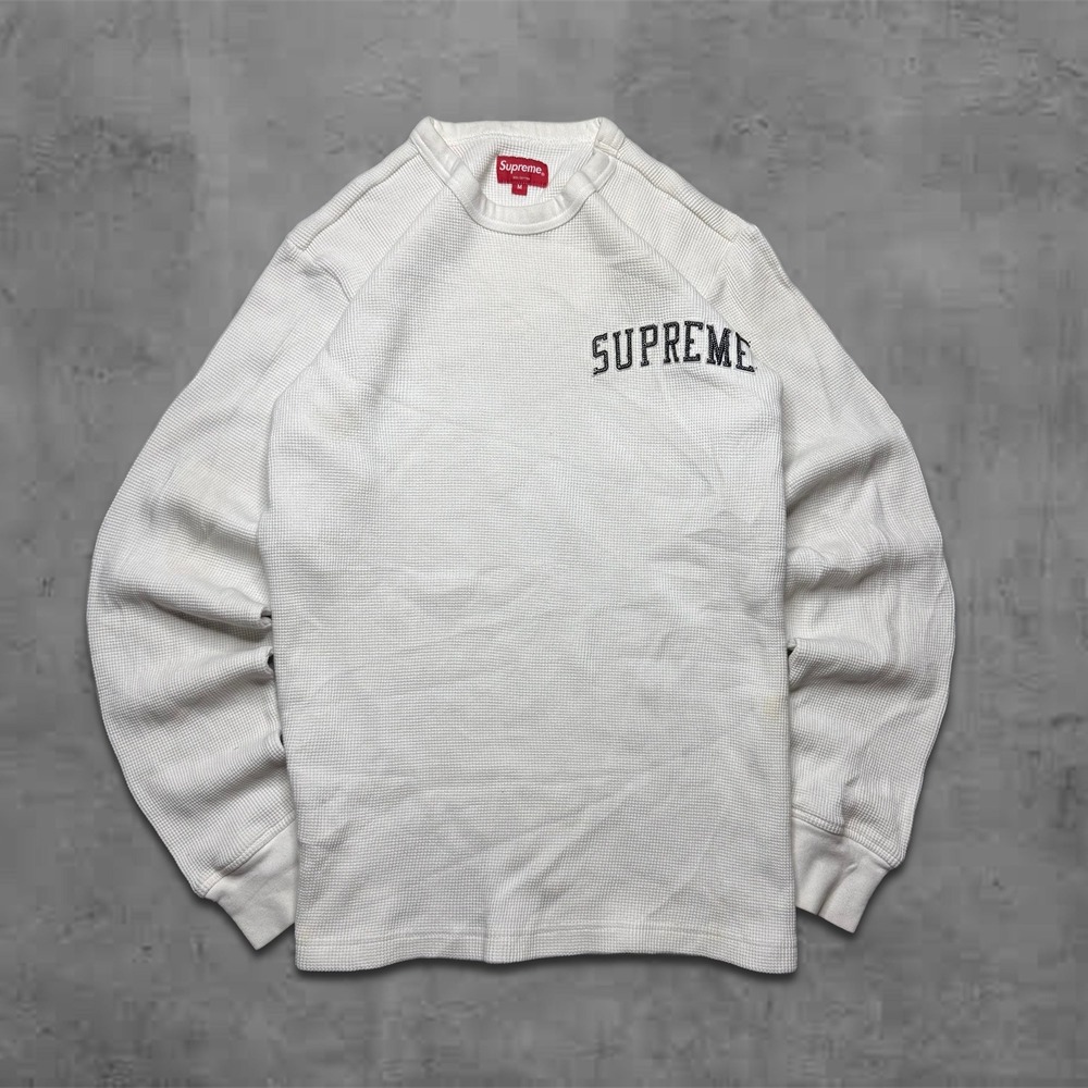 Vintage 2000s Relaxed Supreme Streetwear Vintage Waffle Knit Long Sleeve Shirt